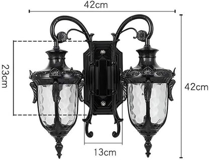 European Waterproof Outdoor Wall Light,2-Heads AlumiExpression artistique m Metal Victoria Sconce,E26 Minimalist Villa Courtyard Terrace Garden Exter l s Lantern Lamp,Gate Balcony Corrido
