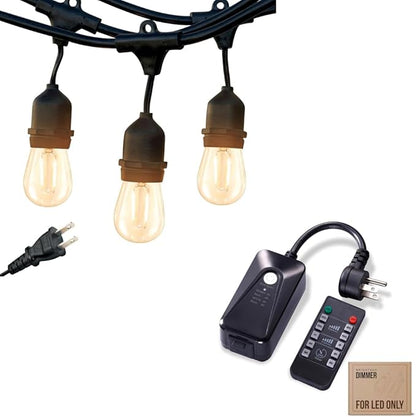 Brightech Ambience Pro LED 27FT String Lights + One Outdoor Smart Dimmer Plug with Remote Control