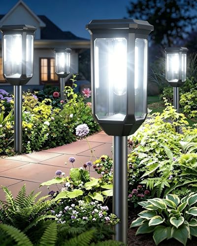 Tenmiro Solar Pathway Lights Outdoor 8 Pack, Bright Solar Garden Lights