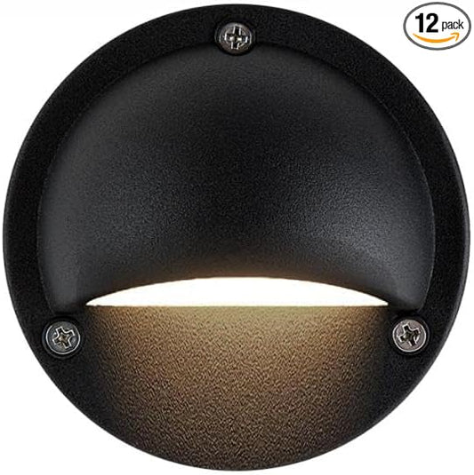 Low Voltage LED Step Light - 12V Landscape Hardwired Waterproof, RGBCWOutdoor Deck Lights, Aluminum Black for Wall Garden Fence Handrail 12 Pack