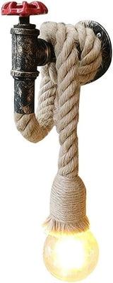 Creative Water Pipe Wall Sconce, Retro Hemp Rope Wall Lamp, Industrial Style Wall Light, Cafe, Restaurant | Lumora