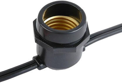 Novelty Lights 100 Feet Heavy Duty Light String with 50 in-Line E26 Sockets, Black Wire PVC Commercial Grade Stringer, 24" Spacing, Non-Connectable, No Bulbs
