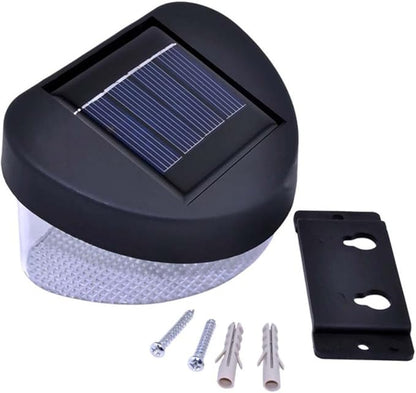 Amosfun 4pcs Solar Led Outdoor Garden Lights Black Fence Lamps for Pathway Wall and Porch Decor Solar Energy Powered Lighting for Courtyards and Parks