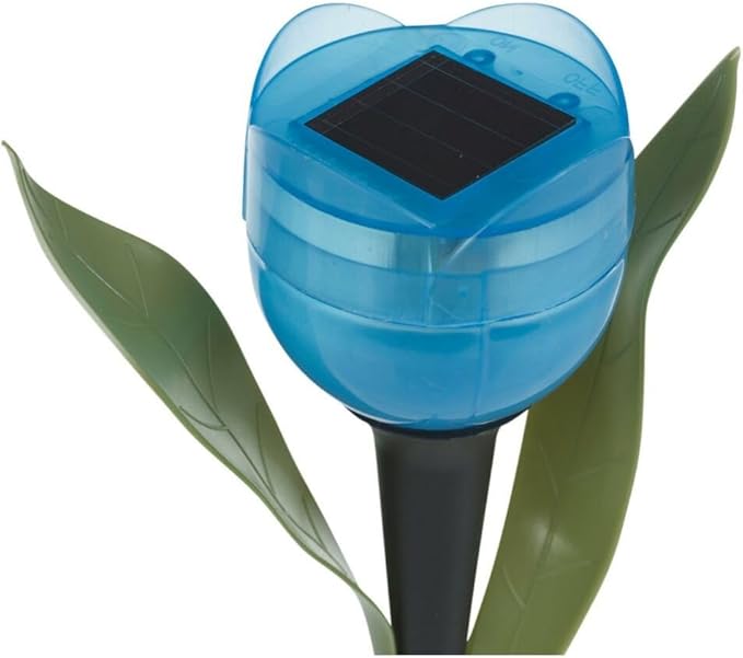anso 6pcs Garden Tulip Flower Shape LED Solar Powered Lights Outdoor Yard Standing Decors (Blue) | Lumora