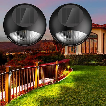 JJX Solar Fence Lights 2 Pack, Solar Deck Lights Outdoor Waterproof Stair Outdoor Step Light for Outside, Deck, Patio, Pathway and Yard, Warm White