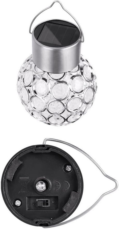 ansu Solar Light LED Lantern Outdoor Waterproof Hollow Small Light Chandelier Path Light (White)