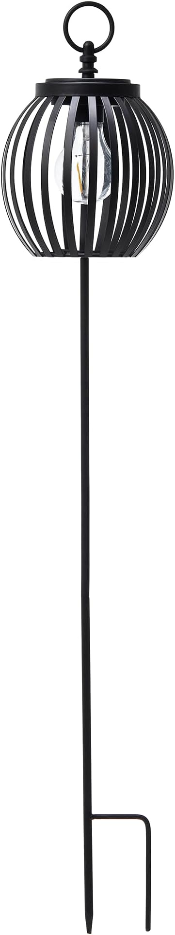 Glitzhome Solar Lights Outdoor Round-Shaped Black Metal Stripes Solar Stake Lights with Edison Bulb | Lumora