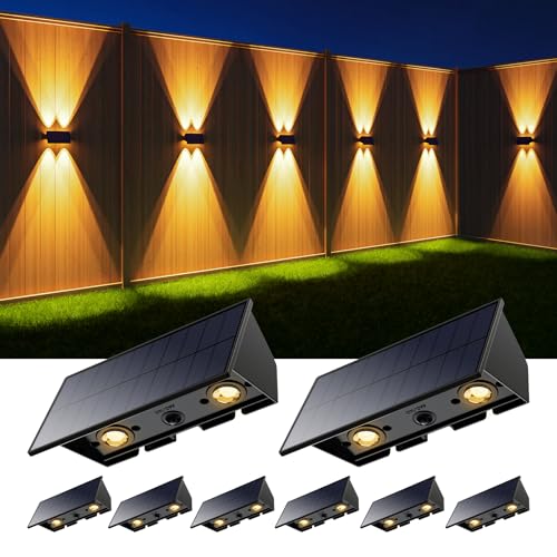 8 Pack Warm White Solar Power Wall Fence Light Outdoor Up and Down