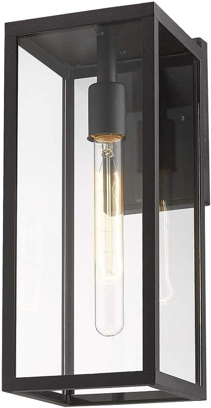 Bestshared Outdoor Wall Sconce Lights,15 Inch Exterior Wall Lantern with Clear Glass, Black Porch Sconce Lighting,Weather Resistant Outdoor Lights for House Garage Doorway Patio, E26 Socket (1 Pack)