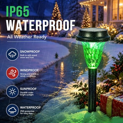 GIGALUMI Solar Christmas Lights Outdoor Waterproof Pathway Lights, 16 Pack