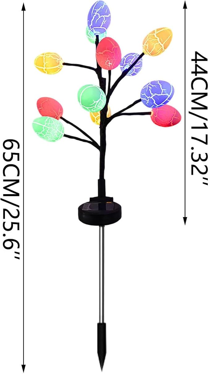 Solar Easter Egg Lights, Colorful Garden Swaying Firefly Light Outdoor Easter Lights Waterproof Solar Stake Light for Pathway Landscape Lawn Yard Porch Patio Spring Easter Decoration (M)