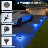 VOLISUN Solar Ground Lights Outdoor,12 Pack Flat Solar Pathway Lights,IP67 Waterproof Solar Powered Disc Lights,Landscape Lighting for Garden Yard Walkway Patio Driveway,Blue