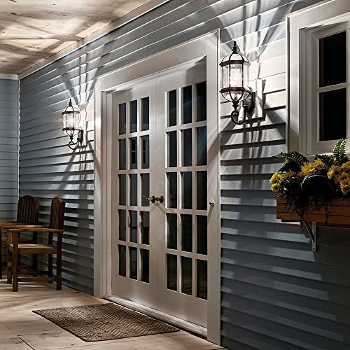 Kichler Barrie 21.75" 1 Light Outdoor Wall Light with Clear Beveled Glass in Tannery Bronze, 8.25 in