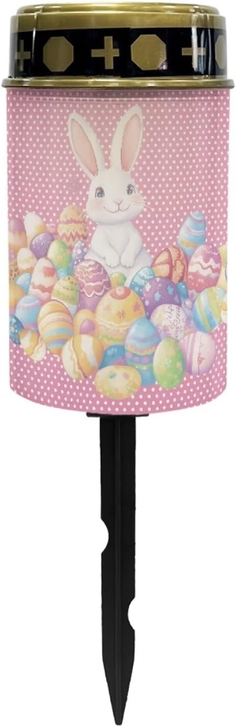 Colorful Eggs Bunny Solar Stake Lights Yard Lawn Solar Powered Lights Cemetery Decorations for Easter Driveway Markers Patio Accessories Ornament Sympathy Remembrance Memorial Gift