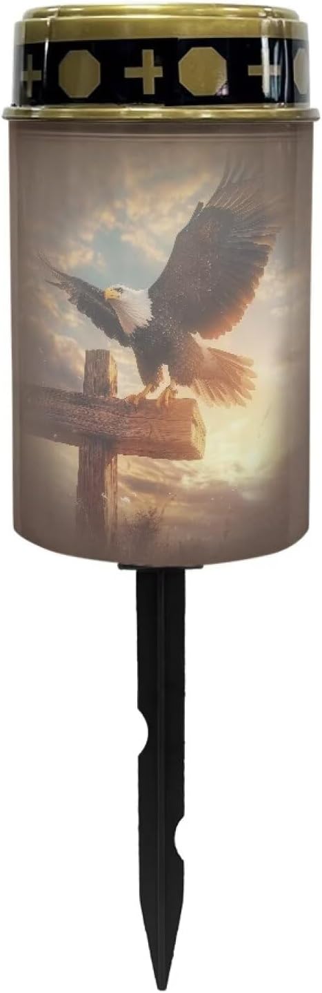 Eagle Solar Lights Outdoor Landscape Lighting Cross for Cemetery Garden Path Park Yard Path Lights Home Decoration
