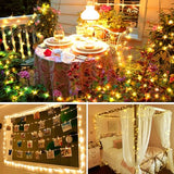 KNONEW 400FT 1200LED Green Wire Outdoor Fairy Lights Plug in Warm White
