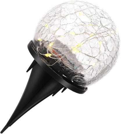 POPETPOP LED Crackle Ball Light LED Solar Garden Ground Lamp for Outdoor Decor Waterproof Light for Pathway and Lawn