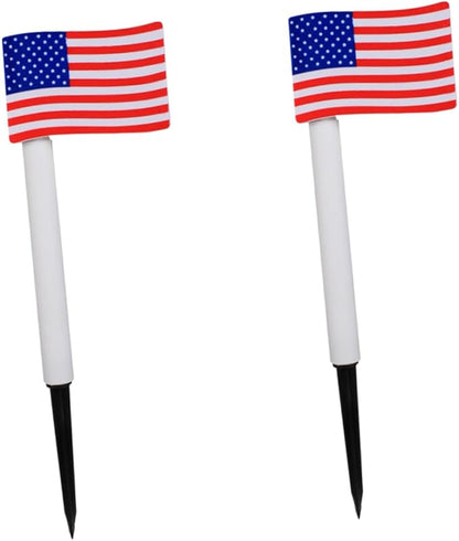 Solar LED American Flag Ground Insert Lamp, 2pcs Solar Garden Path Lights for Independence Day Outdoor Lawn Decoration Random Color