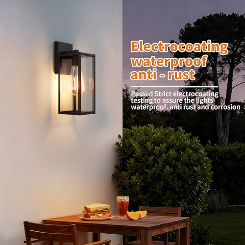 15'' Black Outdoor Front Porch Lights for Outside, Large Exterior Lighting Fixtures Wall Mount for House, Wall Sconce Lamp, Waterproof Lantern Coach Lights for Garage, Entryway,Yard
