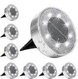 Siatom Stainless Steel Solar Ground Lights 8 Pack, IP68 Waterproof Solar In-Ground Light for Outdoor, Flat | Lumora