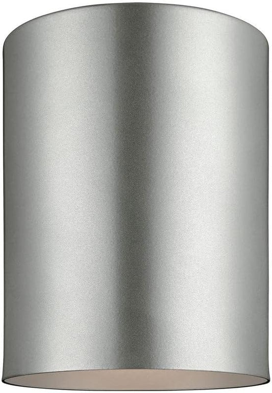 Sea Gull Lighting 7813801-753 Cylinders One Outdoor Ceiling Flush Mount Hanging Modern Light Fixture, Painted Brushed Nickel Finish