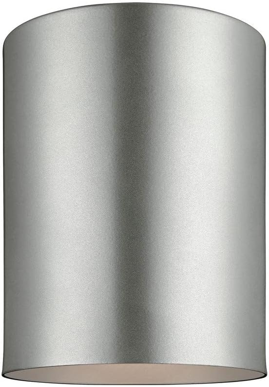 Sea Gull Lighting 7813801-753 Cylinders One Outdoor Ceiling Flush Mount Hanging Modern Light Fixture, Painted Brushed Nickel Finish