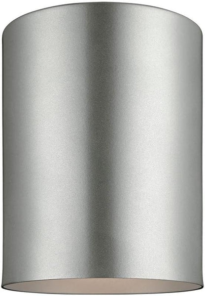 Sea Gull Lighting 7813801-753 Cylinders One Outdoor Ceiling Flush Mount Hanging Modern Light Fixture, Painted Brushed Nickel Finish