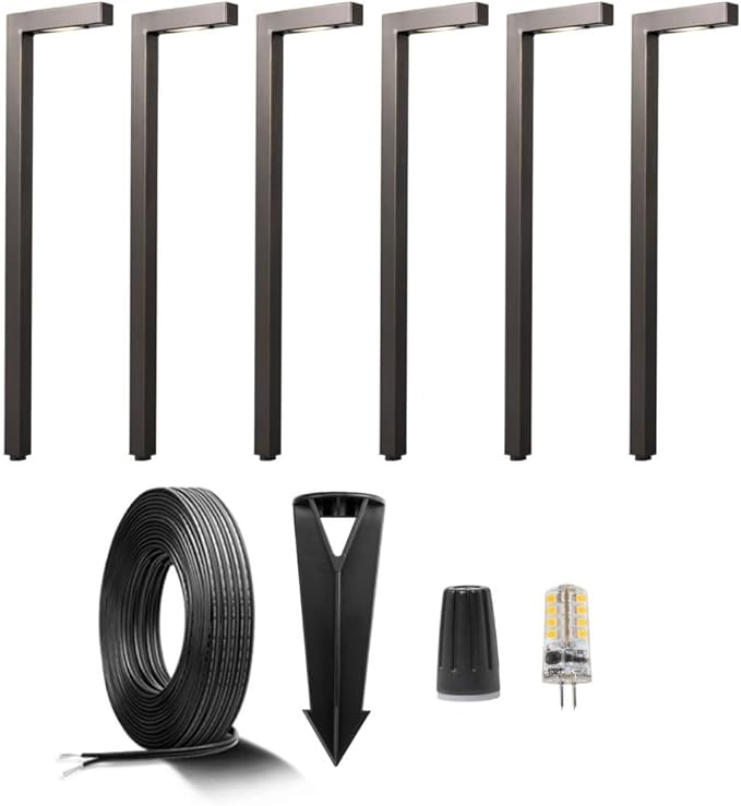 Gardenreet Brass Low Voltage Path Lighting Kit (6 Pack Path Lights) with 100 Feet Cable and 30Pack Wire Connectors | Lumora