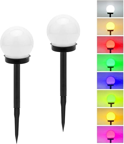Solar Pathway Lights, Round Ball Outdoor Garden Lamps, 2/4/6/8Pcs Waterproof Landscape Lighting for Yard & Lawn(Cold White,4 PCS)