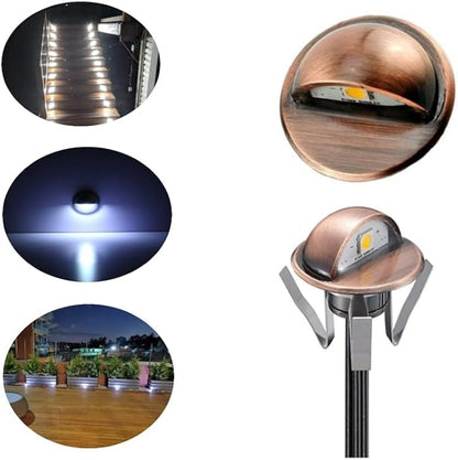FVTLED Pack of 10 Low Voltage LED Deck Lights kit Φ1.38 Outdoor Garden Yard Decoration Lamp Recessed Landscape Pathway Step Stair Cold White LED Lighting, Bronze