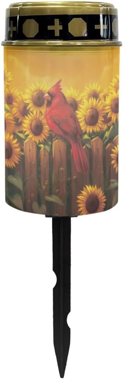 Cardinal Solar Lights Outdoor Waterproof Sunflower Garden Led Solar Lights Gravesite Decorations Cemetery Portable