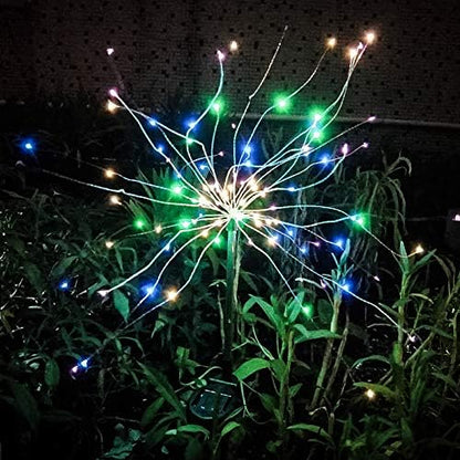 Solar Firework Light, 105 LED Multi Color Outdoor Firework Solar Garden Decorative Lights for Walkway Pathway Backyard Christmas Decoration Parties (2 Pieces)