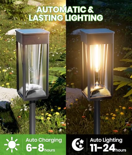 BITPOTT Solar Pathway Lights, 12 Pack, 2 Color Modes, IP65