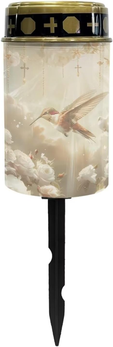 Solar Lights Outdoor Garden, Hummingbird White Floral Waterproof Solar Powered Stake Lights, Christmas Birthday | Lumora