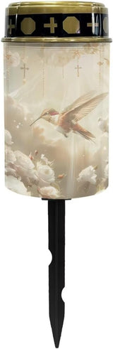 Solar Lights Outdoor Garden, Hummingbird White Floral Waterproof Solar Powered Stake Lights, Christmas Birthday | Lumora