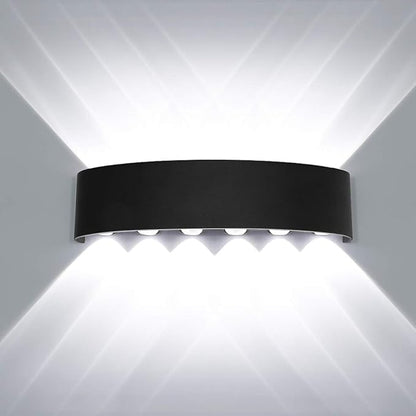 Kawell 12W Waterproof Modern Wall Light LED Wall Lamp Aluminum LED Wall Sconce Up Down Indoor Outdoor for Bedroom Bathroom Hallway Porch Corridor Hotel Doorway Garden Pathway, Black 6000K