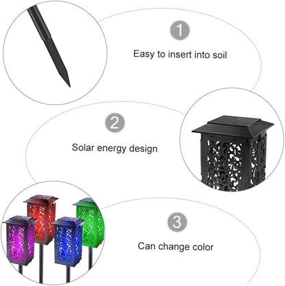 Happyyami Solar Garden Lights Outdoor LED Ground Lamp Lawn Pathway Lighting for Patio Easy Installation No Wiring Weather Resistant Decorative Landscape Illumination