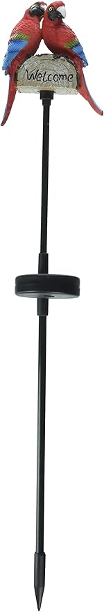 Solar Wholesale 1044 Parrots Welcome Solar Light, Garden/Yard Decor Stake White LED Landscape Light