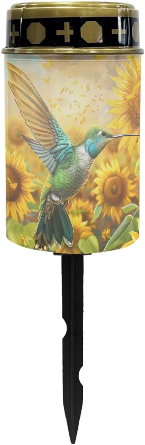 Hummingbird Sunflower Solar Garden Lights Warm White Led Light for Grave Cemetery Solar Lamp Patio Deco Remembrance Gift
