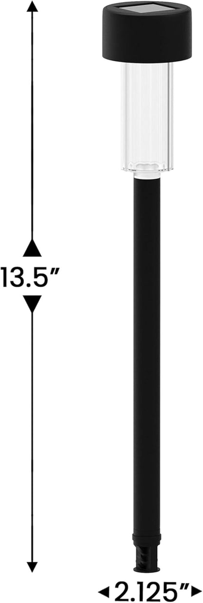 Merrick Lane Breece Set of 12 Black LED Solar Landscape Lights, Weather Resistant Outdoor Solar Powered Lights for Pathway, Garden, & Yard