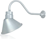 12in. Galvanized Finish Angle Shade Gooseneck Sign Light Fixture with 22in. Long Extension Arm - Wall Sconce | Lumora
