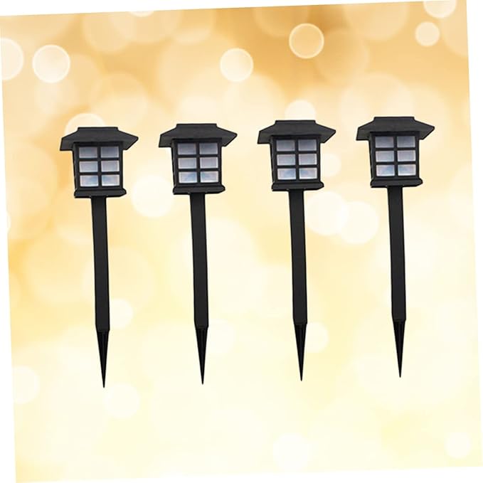 4pcs Solar Pathway Lights Solar Spike Lights for Garden Lawn Walkway Warm Led Outdoor Landscape Lighting Black