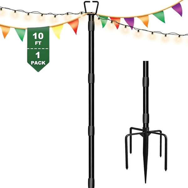 10Ft String Light Poles for Outside, Adjustable Metal Poles for Outdoor String Lights, Rustproof & Sturdy Light | Lumora
