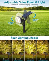 102 LEDs Solar Spot Lights Outdoor Waterproof IP65, [ 4 Modes/8 Pack] Solar Spotlights, Adjustable Light & Panel | Lumora