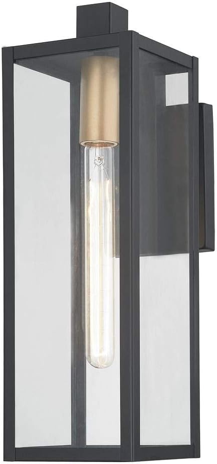Modern Outdoor Wall Light Black 17.25 Inches Tall
