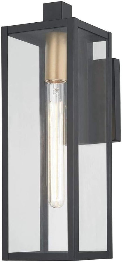 Modern Outdoor Wall Light Black 17.25 Inches Tall