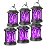 KOOPER 6 Pack Solar Lantern Outdoor Lights, Upgraded Flickering Flame Solar Lanterns Lights Outdoor Waterproof, Hanging Lantern Decorative, Solar Powered Lanterns for Yard Garden Decor (Purple Light)