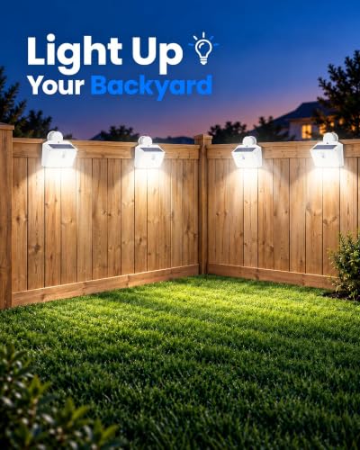LUHLEE Clip on Solar Fence Lights Outdoor, 176 LED Motion Sensor Lights