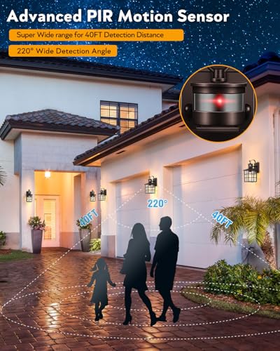 VIANIS Bronze Motion Sensor Exterior Lighting Fixtures, Waterproof