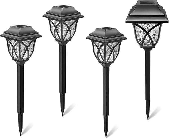 Outdoor Solar Path Lights 4 Pack Solar Garden Lights Yard Landscape Lighting IP65 Waterproof LED Garden Path Lights for Lawn Garden Terrace Walkway Cemetery